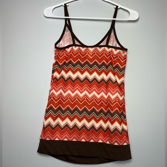 &Y2K chevron Aztec straps tank brown orange fall bubble flowy top thin straps - Picture 2 of 6